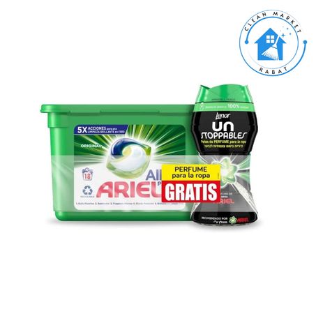 Ariel Détergent Capsules 18 unités All In One Original+Lenor Pearls