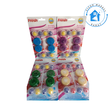 Tablette de bloc de toilette bleue emballage personnalisé  8 Boules et Bloc wc 4  pièces