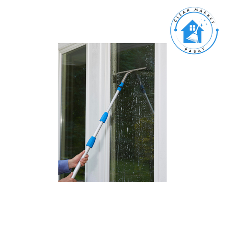 Outil Professionnel de Nettoyage de vitres de 35,6 cm : Brosse et raclette en Microfibre 2 en 1 avec Manche Connect & Clean de 2,4 m