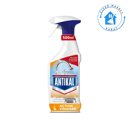 Antikal Spray Anti-Calcaire Nettoyant Au Vinaigre,  500ml, Élimine Jusqu’à 100% Du Calcaire Grâce À Sa Technologie Anti-Gouttes