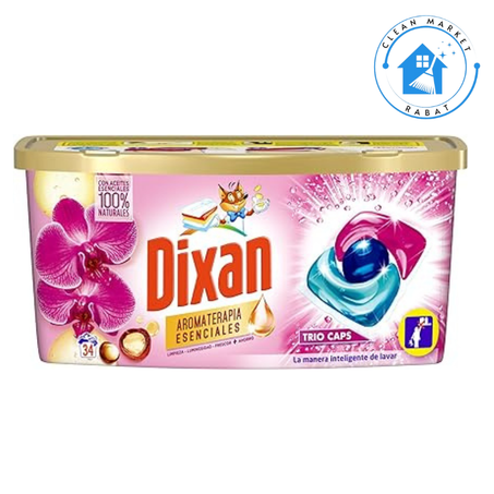 Dixan Lessive en Capsules pour Machine à Laver Trio Caps Aromathérapie - 34 Lavages