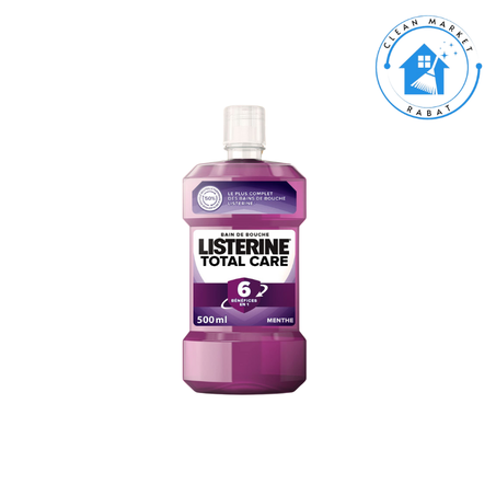 Listerine, Bain de bouche quotidien Total Care 6 en 1 (flacon de 500 ml) - 6 bienfaits en 1 pour une hygiène bucco-dentaire totale - Goût menthe pour une haleine fraîche