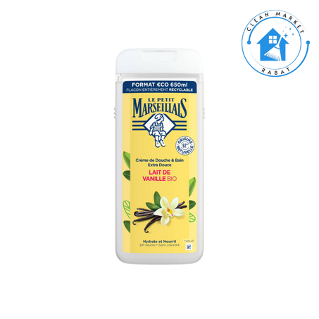 Crème de Douche Extra Douce Lait De Vanille BIO 650ml