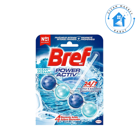 Bref WC - Power Activ' - Bloc Nettoyant WC - 1 bloc WC de 50g - Océan