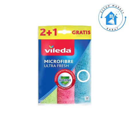 Chiffon de nettoyage en microfibre Vileda Blue Microfibres 3 pièces