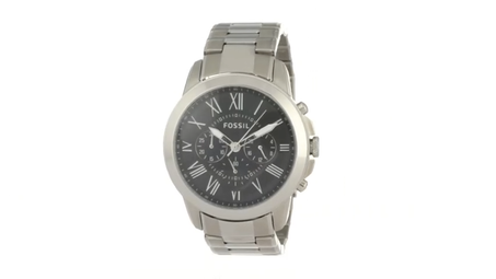 ساعة فوسيل بانون للرجال من الفولاذ المقاوم للصدأ Bq2492، فضية