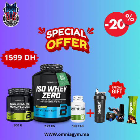 PACK 3 PIECE ( ISO ZERO+ CREAYINE BIOTECH 300G+ ONA-A-DAY ) 3 CADEAUX CCRATUIT