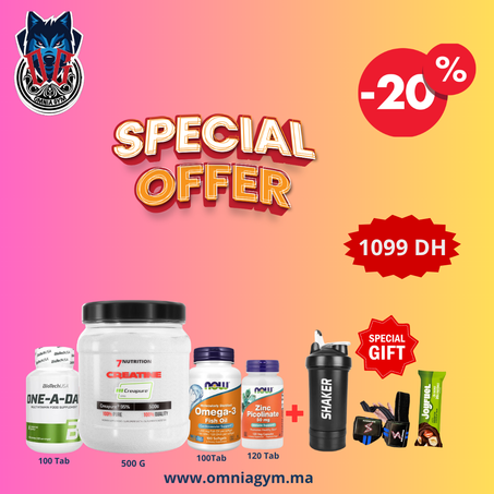 PACK 4 PIECE ( 7NUTRITION+ ONE-A-DAY+OMEGA 3+ZINC PICOLINATE ) + 3 CADEAUX CRATUIT