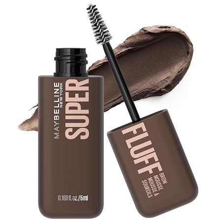 Maybelline Superfluff - Mousse voluminizador para cejas, gel tintado todo el día para cejas suaves y completas, marrón oscuro, 1 unidad