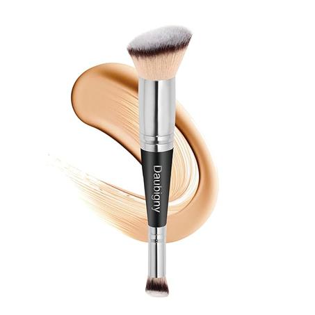 Daubigny Brochas de maquillaje de doble punta, cepillo corrector perfecto para cualquier aspecto, cepillo de lujo premium redondeado cónico impecable, ideal para líquidos, crema, polvo, mezcl