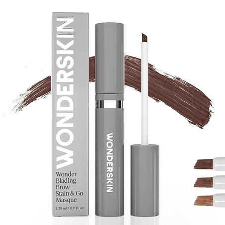 Wonderskin Wonder Blading - Mascarilla para cejas y manchas – Tinte de cejas de larga duración, a prueba de transferencia y a prueba de manchas de tinte de cejas (morena oscura)