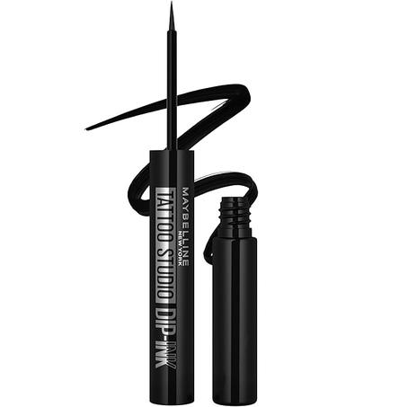 Maybelline Tattoo Studio - Delineador líquido de tinta sumergida, delineador de ojos impermeable con hasta 24 horas de uso, pista negra, 1 unidad