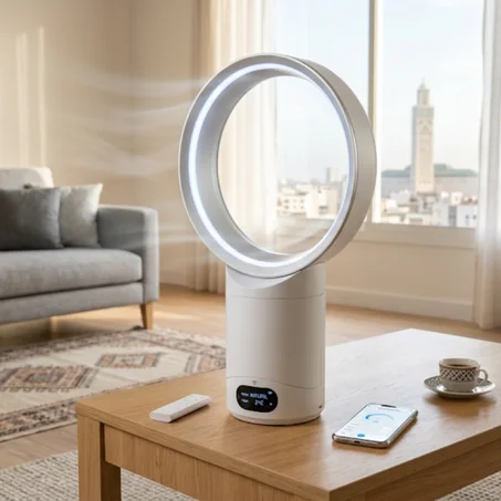 مروحية AeroBreeze Pro الذكية بدون شفرات | تكنولوجيا التبريد السينمائي والتصميم الفاخر