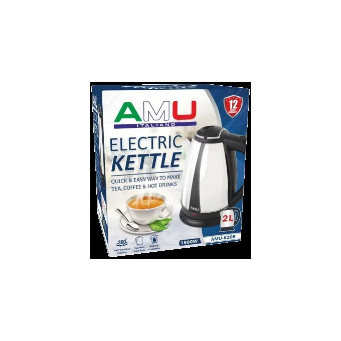 Bouilloire Électrique AMU Italiano – 2 Litres, Acier Inoxydable