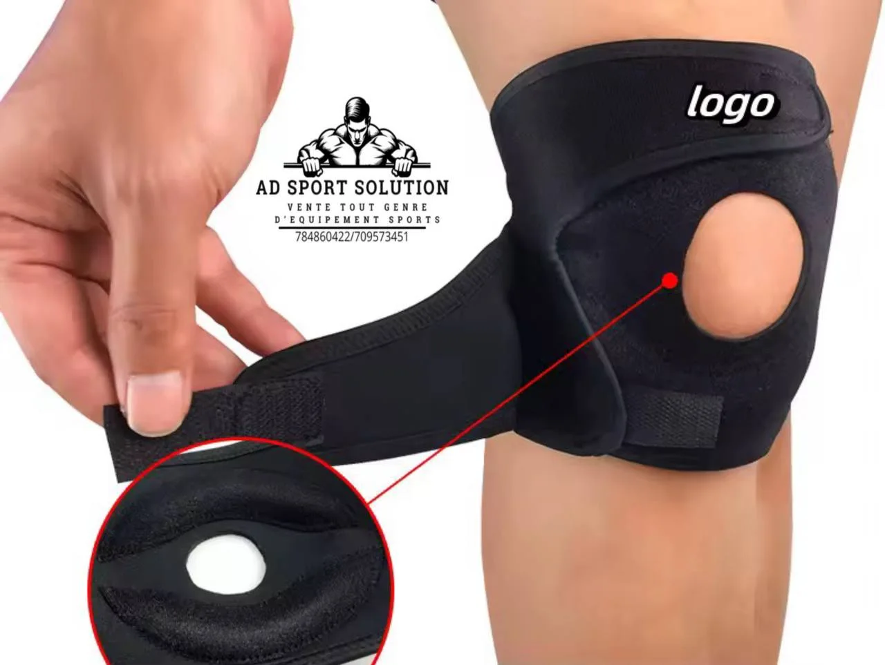 🦵 Genouillère Renforcée – Triple Crochets + Stabilisateurs Latéraux