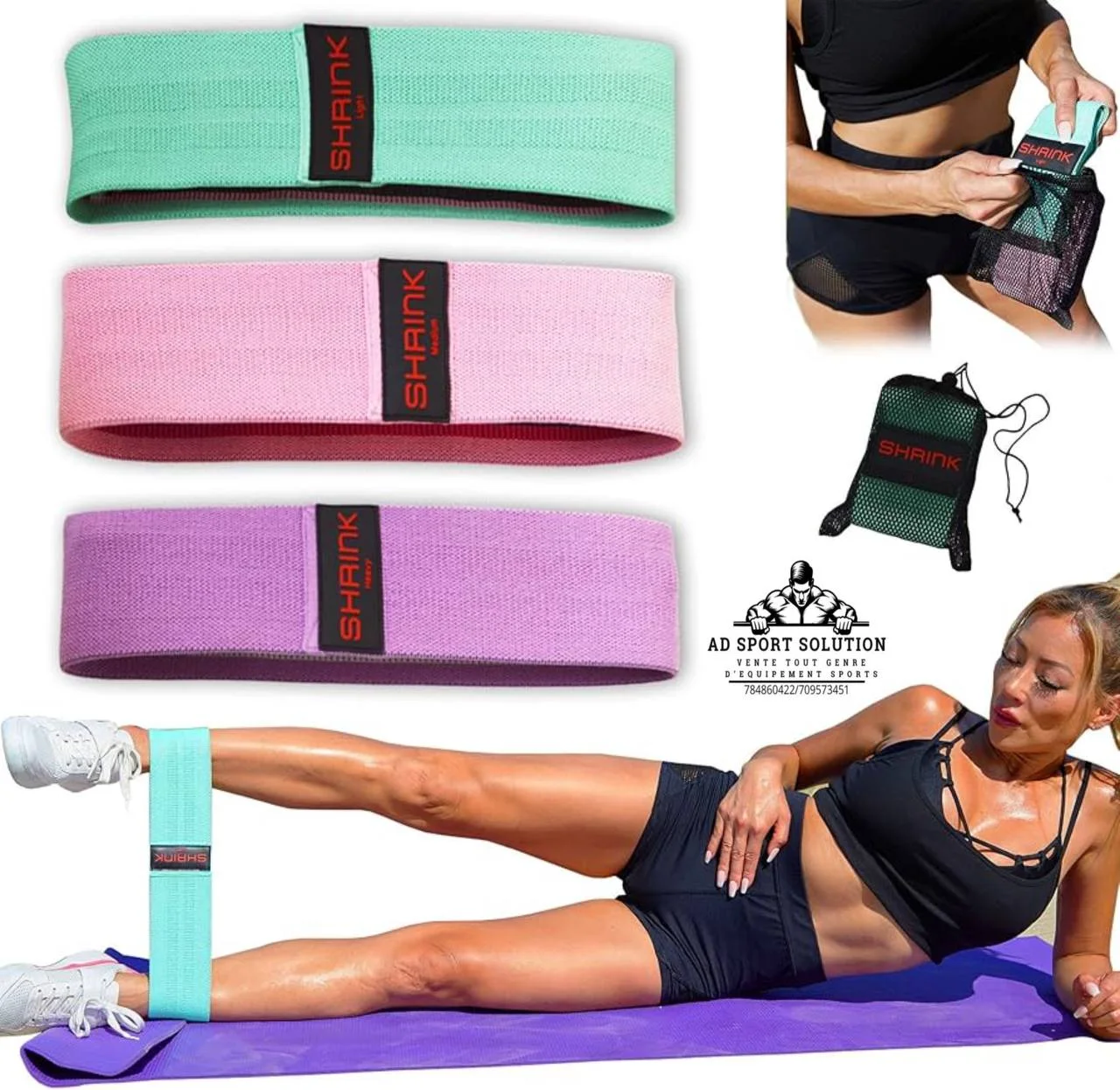 Bandes de Résistance en Tissu – Lot de 3 Niveaux