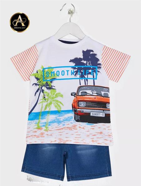 Baby bol Barcelona طقم 2قطع (تيشيرت + شورت جينز)