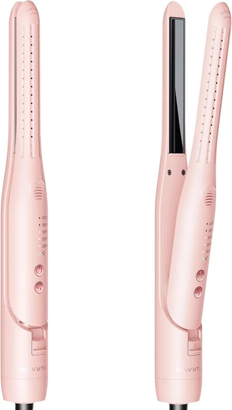 Wavytalk Plancha plana tipo lápiz de 0.65 pulgadas, lápiz de rizo fresco, estilizador de flujo de aire pequeño y alisador para cabello corto, corte Pixie y bordes, rizador para cabello corto 