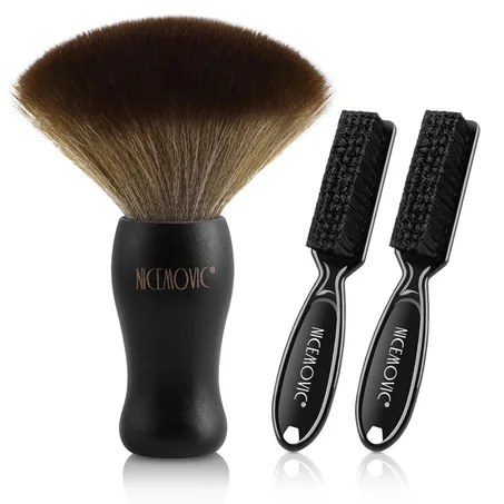 NICEMOVIC Juego de cepillos de cuello de peluquero 3 en 1, accesorios de peluquería profesionales, suministros de limpieza, cepillo de nailon plumero herramienta de cepillo de corte de pelo (