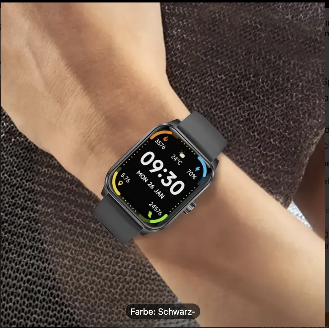 ⌚ ساعة ذكية 1.85″ بشاشة نباتية ثلاثية الأبعاد – مقاومة IP68 – 100+ وضع رياضي