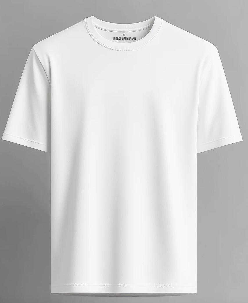 تي-شيرت Basic Fit بلون Off-White – خامة قطنية، تصميم كلاسيكي