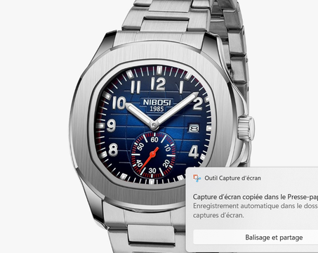 نيبوسي ساعة يد انالوج بعقارب كوارتز للرجال من الستانلس ستيل مقاومة للماء لعرض التاريخ والعمل بتصميم عصري كاجوال