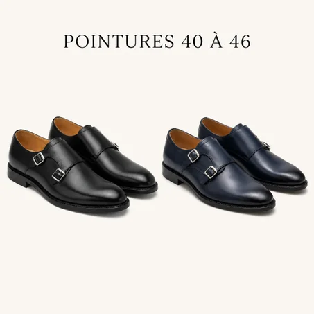 MONARQUE™ DOUBLE 01 — Soulier Homme Double Boucle en Cuir