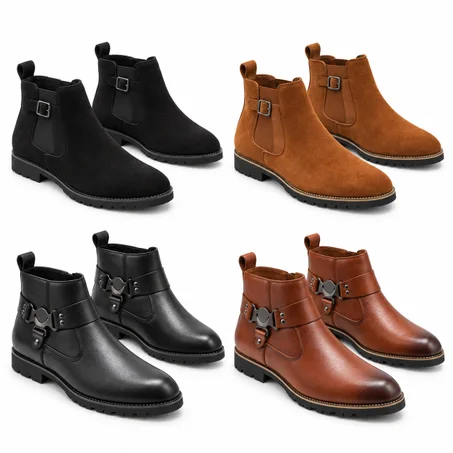 ELITRAV — Bottines homme en daim et cuir lisse