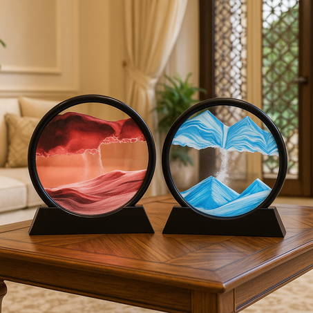 الساعة الرملية بفن الرمال