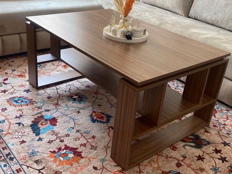 طاولة عصرية مستطيلة  لون بني خشبي طبيعي