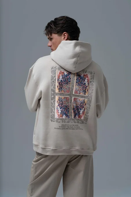 Sweat-shirt oversize réaliste écru pour homme