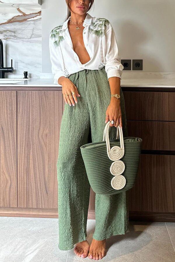 Pantalon Large Fluide Vert - Becky