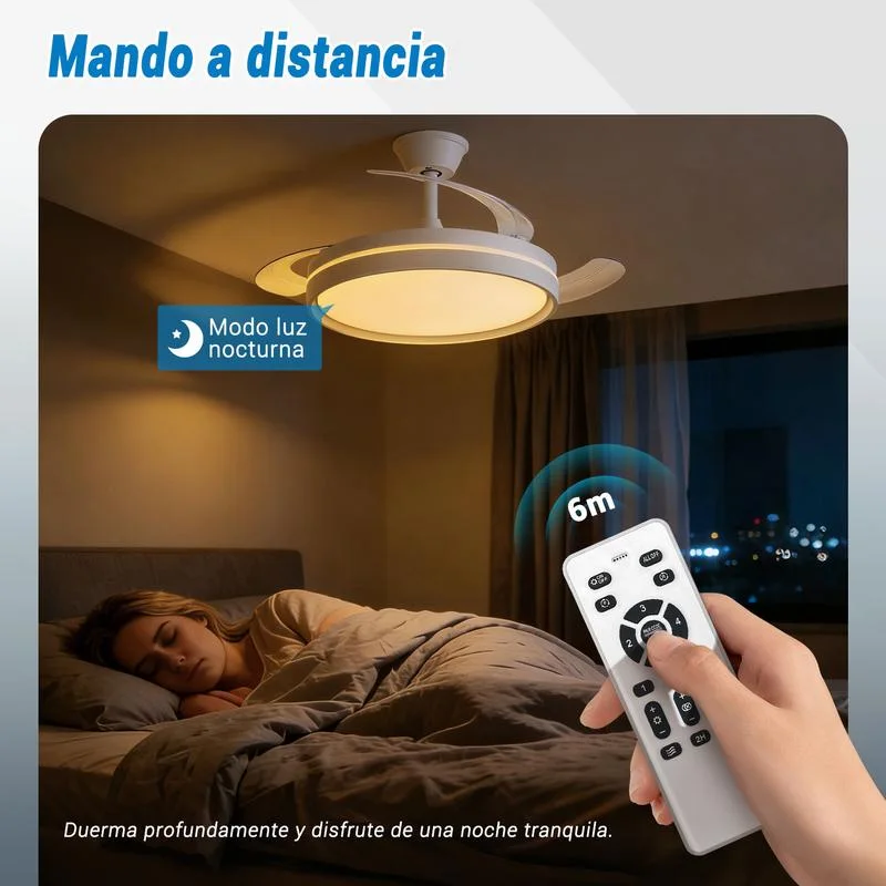 Ventilador de Techo LED Silencioso con Control Remoto – 6 Velocidades