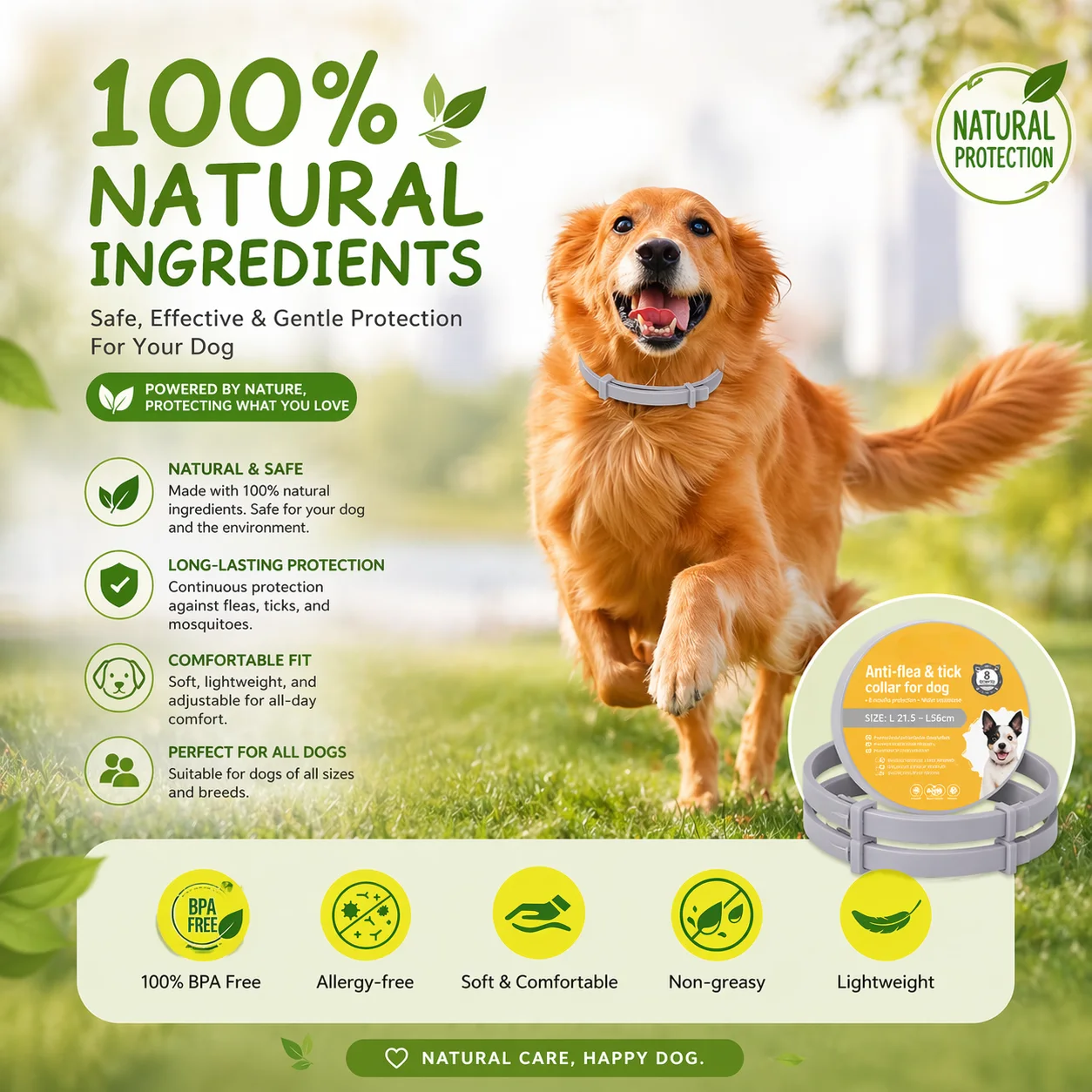Ventaya Collar Antiparasitario para Perros – Protección 8 Meses, Impermeable