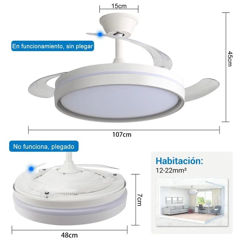 Ventilador de Techo LED Silencioso con Control Remoto – 6 Velocidades