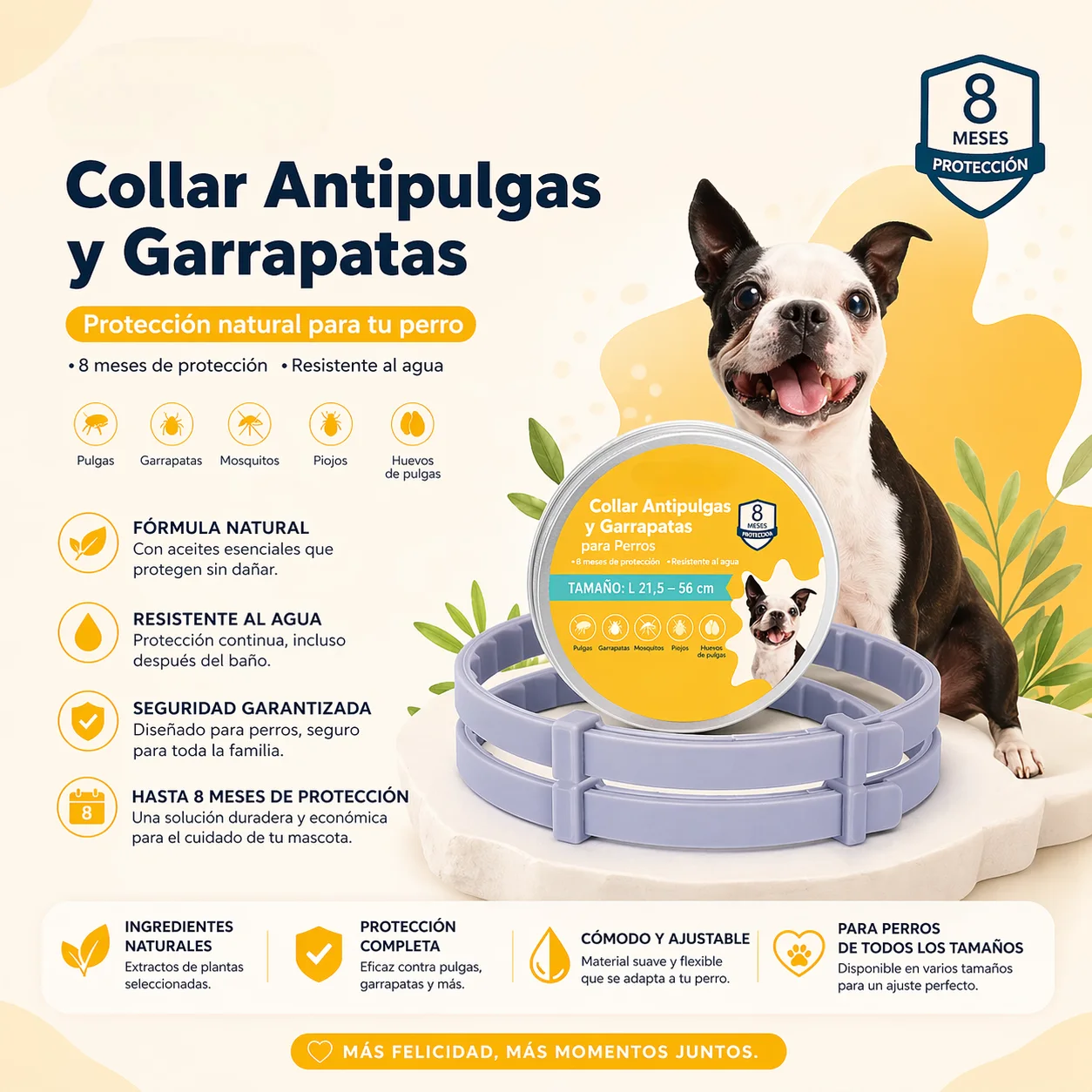 Ventaya Collar Antiparasitario para Perros – Protección 8 Meses, Impermeable