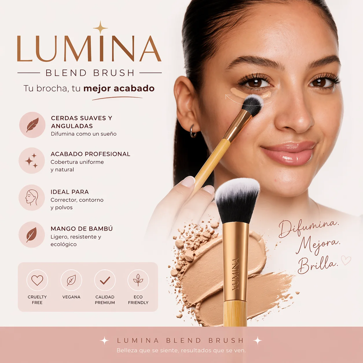 entaya Blend Brush – Brocha de Maquillaje Profesional
