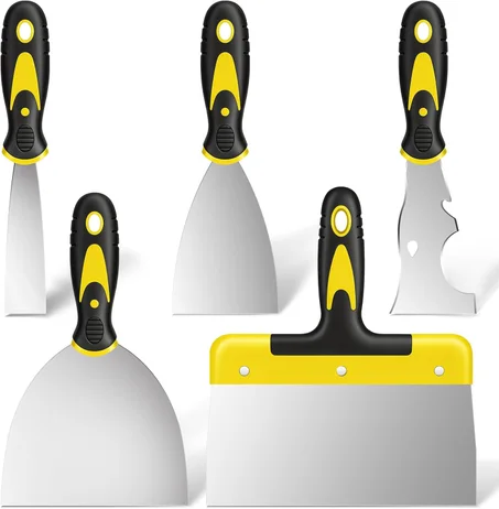 Juego de 5 cuchillos de acero inoxidable, incluye 4 raspadores de pintura y 1 herramienta de raspador múltiple, herramienta raspadora de pintura para calcomanías de paneles de yeso