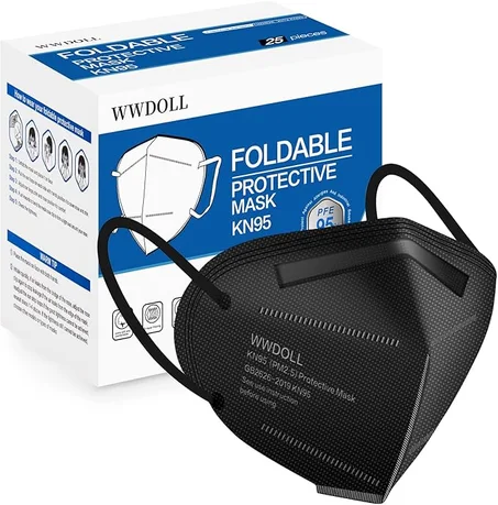 WWDOLL KN95 Face Mask 25 Pack, 5-Layers Breathable KN95 Masks