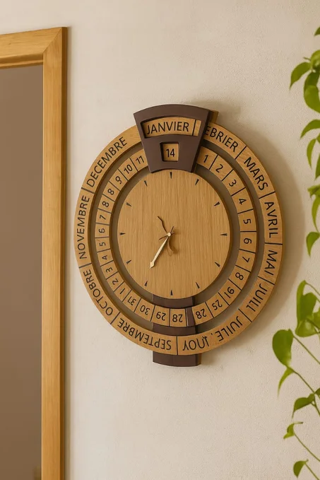 🔄 ساعة خشبية فنية بتقويم دائري — ديكور ذكي يدوم لسنين!