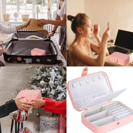 صندوق مجوهرات أنيق محمول – جلد PU عالي الجودة