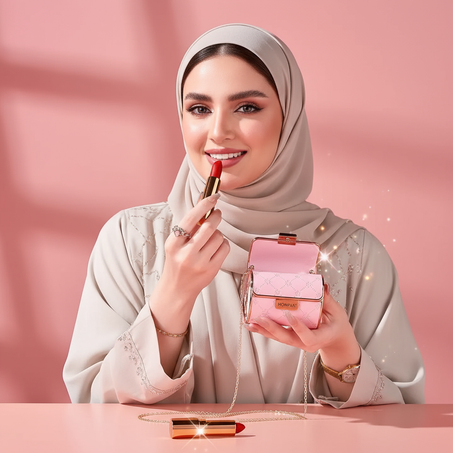 حقيبة جلد فاخرة تحتوي على 4 قطع روج مخملي فاخر