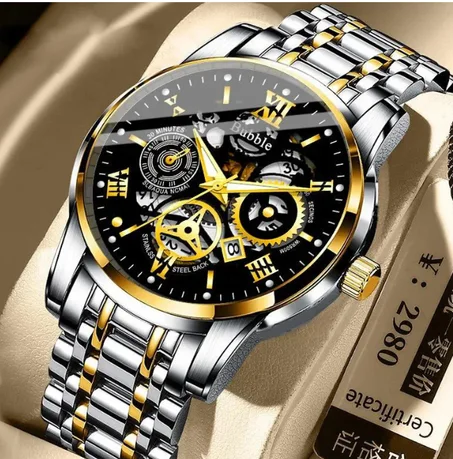 ساعة UTHAI L93 كوارتز للرجال ، ساعة رجالية مجوفة مقاومة للماء