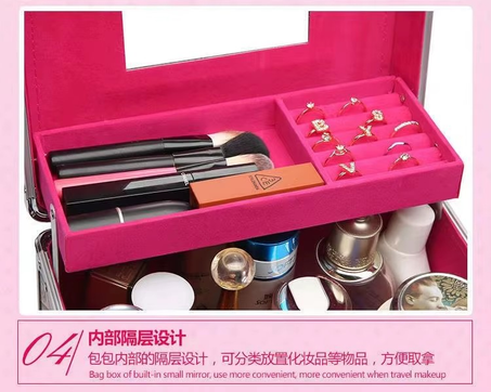 صندوق مكياج متعدد الطبقات، حقائب مستحضرات التجميل، حقيبة تخزين المكياج، تقييم المجوهرات