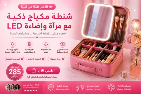 شنطة مكياج مع مرآة واضاءة