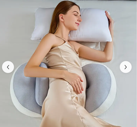 1 قطعة وسادة حمل لدعم الخصر والظهر والبطن - تصميم مريح للجانب والبطن، وسادة حمل ناعمة قابلة للتعديل من البوليستر للحمل والراحة من الإجهاد، وسادة جانبية، مستوى الراحة القابل للتعديل