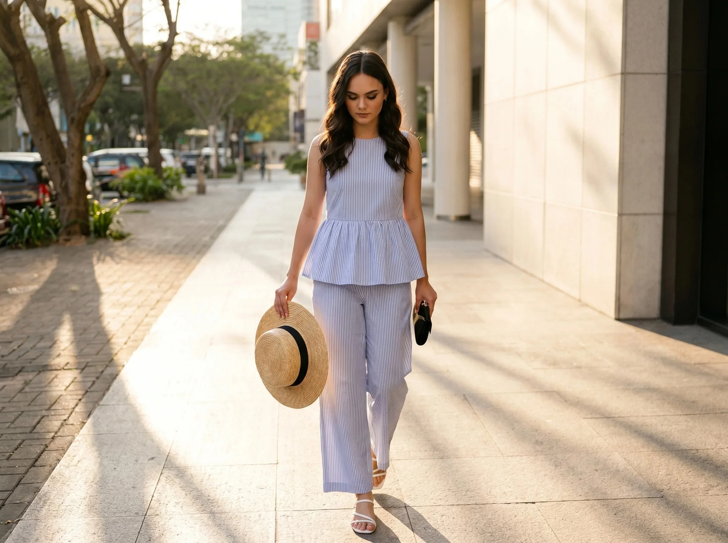 Co-ord set rayé bleu