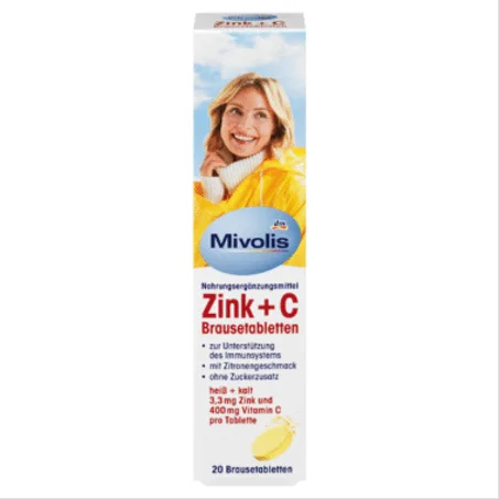Zinc + Vitamine C, comprimés effervescents, 20 comprimés, 82 g
