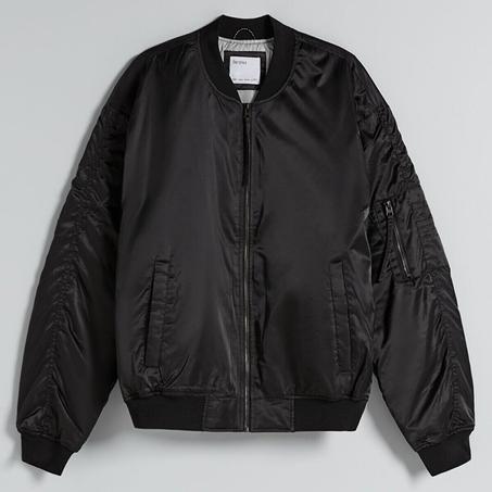 Bershka Veste Bomber - Noir Métallisée