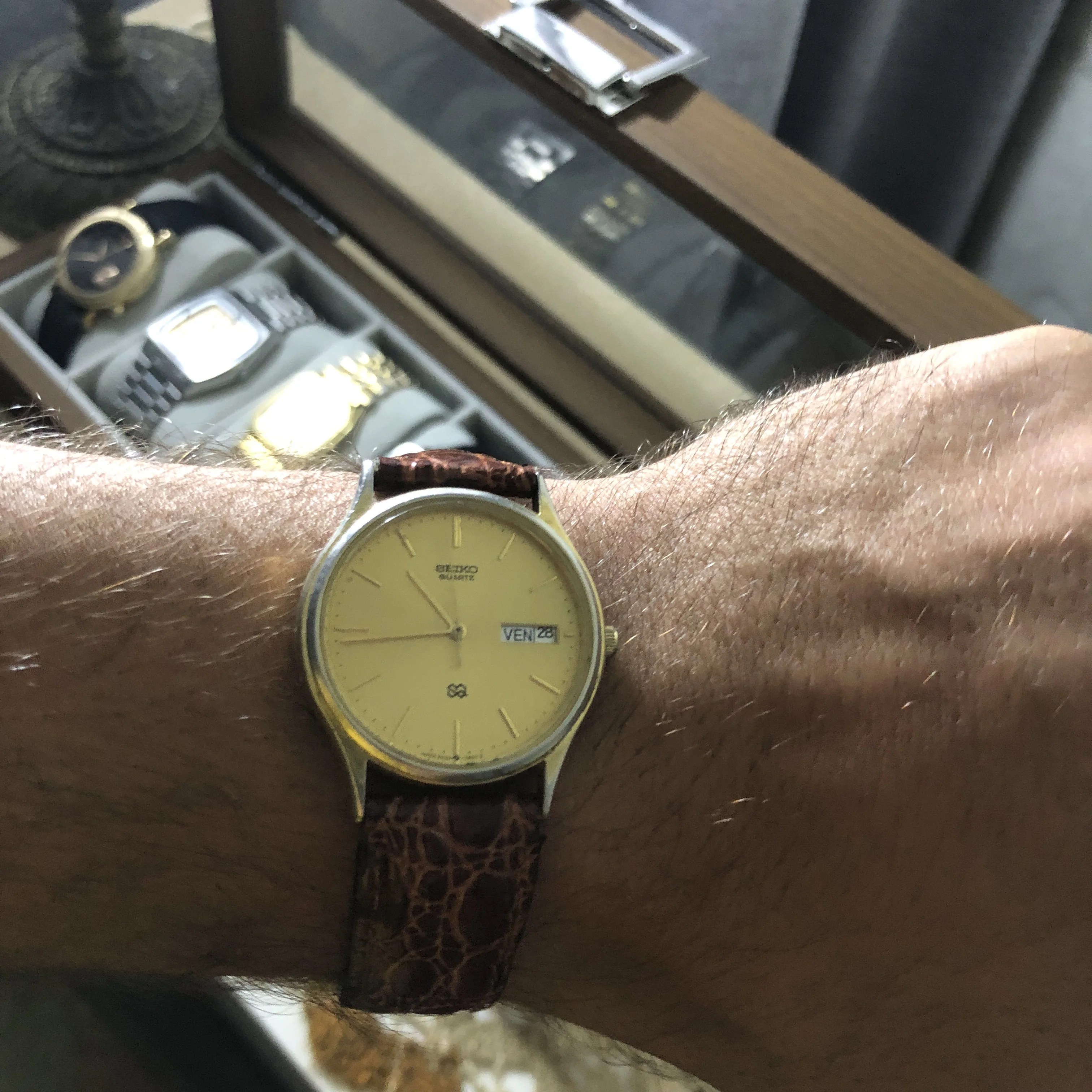 ⌚✅Seiko ✅ Reloj Seiko Hombre Año 1986 Vintage Sunburst Dorado Sq 611572